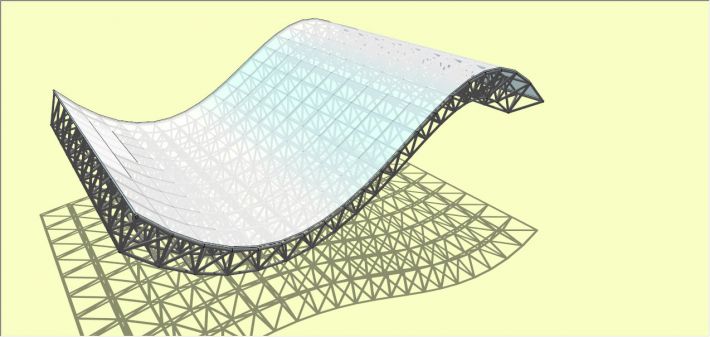 sketchup建模教程:曲面桁架建模教程