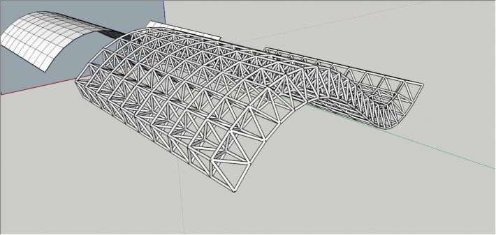 sketchup建模教程:曲面桁架建模教程