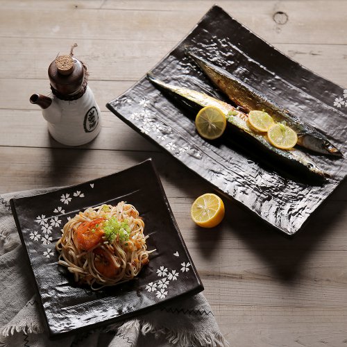 創(chuàng)意日式和風(fēng)粗陶櫻花手繪陶瓷餐具