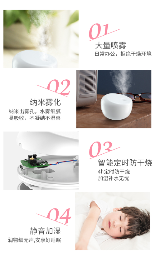 USB加濕器迷你家用靜音臥室辦公桌面小型便攜式空氣補(bǔ)水學(xué)生宿舍12
